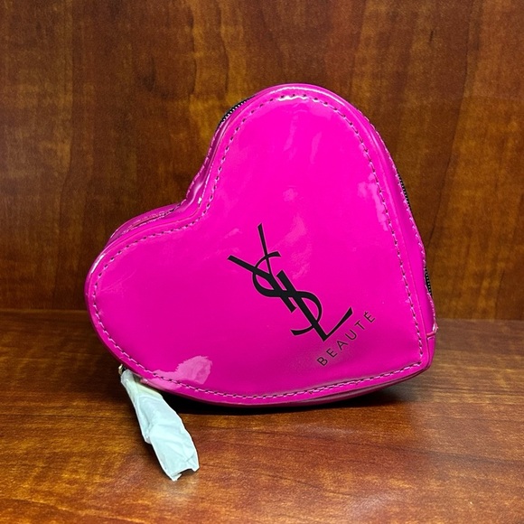YSL BEAUTE Pink Heart-Shaped Cosmetic Case NEW - Picture 1 of 5